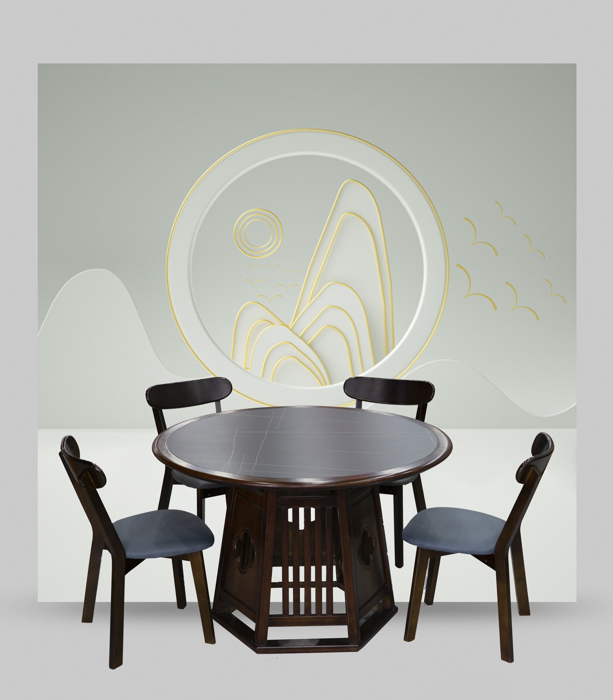 新中式全实木餐桌椅子